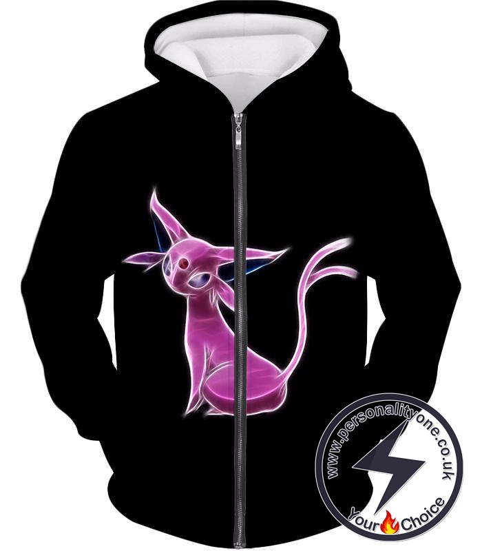 Pokemon Cool Eevee Psychic Evolution Epseon Awesome Anime Black Zip Up Hoodie